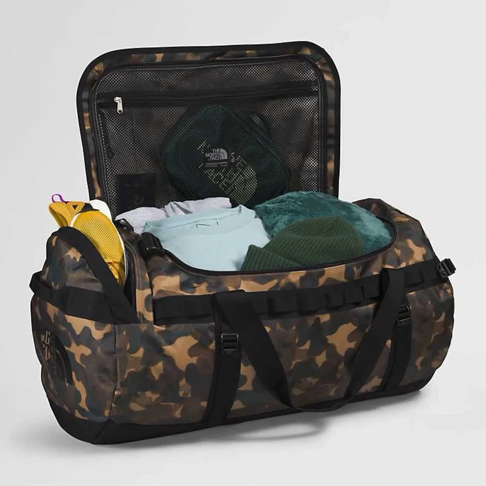 The North Face Base Camp Duffel Bag In Taupe Green Camo/Black